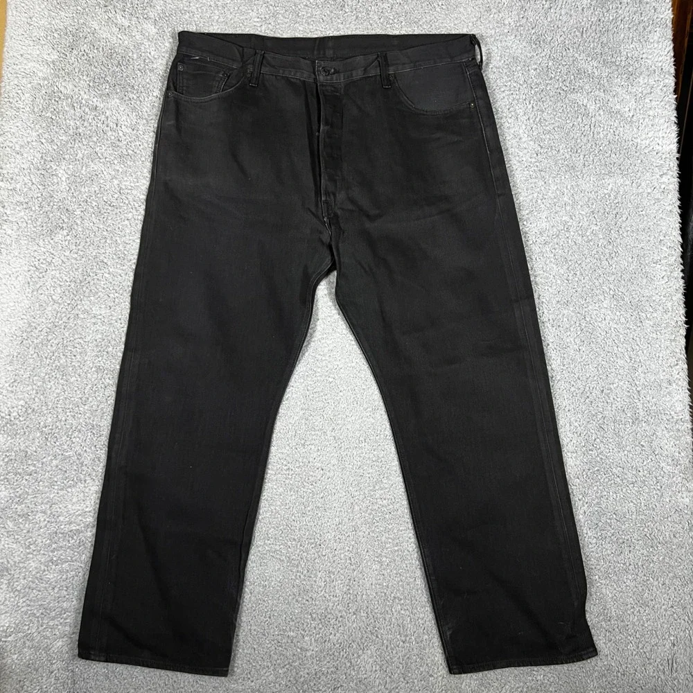 Levis 501 Jeans Mens 44x32 Black Button Fly Straight Leg Casual Formal Business‎